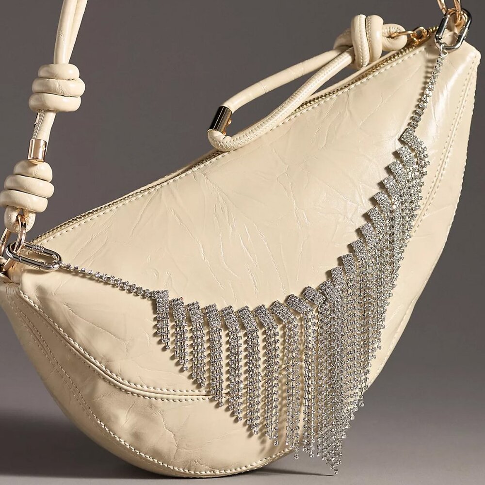 Silver & Crystal Fringe Bag Charm, Rhinestone Bag Accessory, Anthropologie
